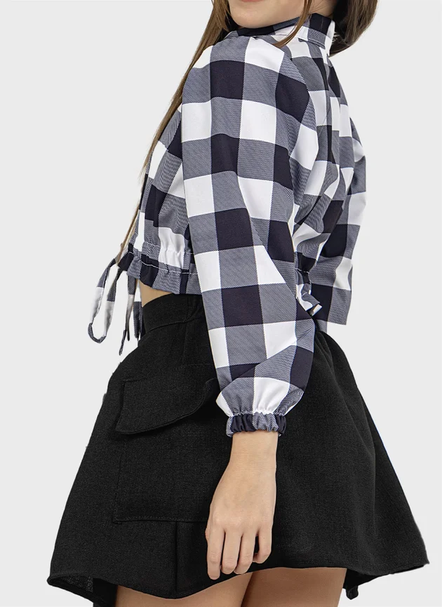 Blusa Xadrez Saia Feminina Xadrez Modelo Blusa Xadrez (Conjunto