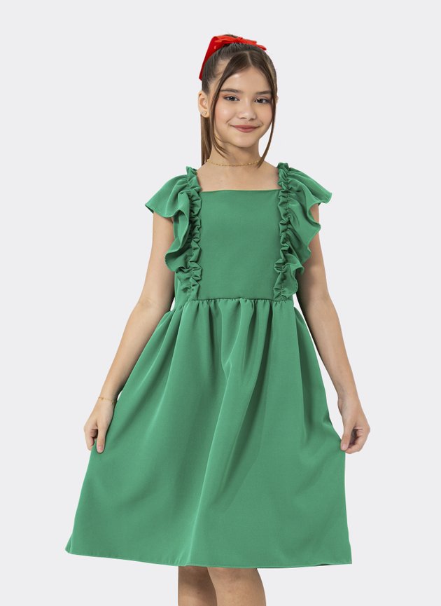 Vestido Lese Verde Infantil Vestido Para Natal Infantil Vestido